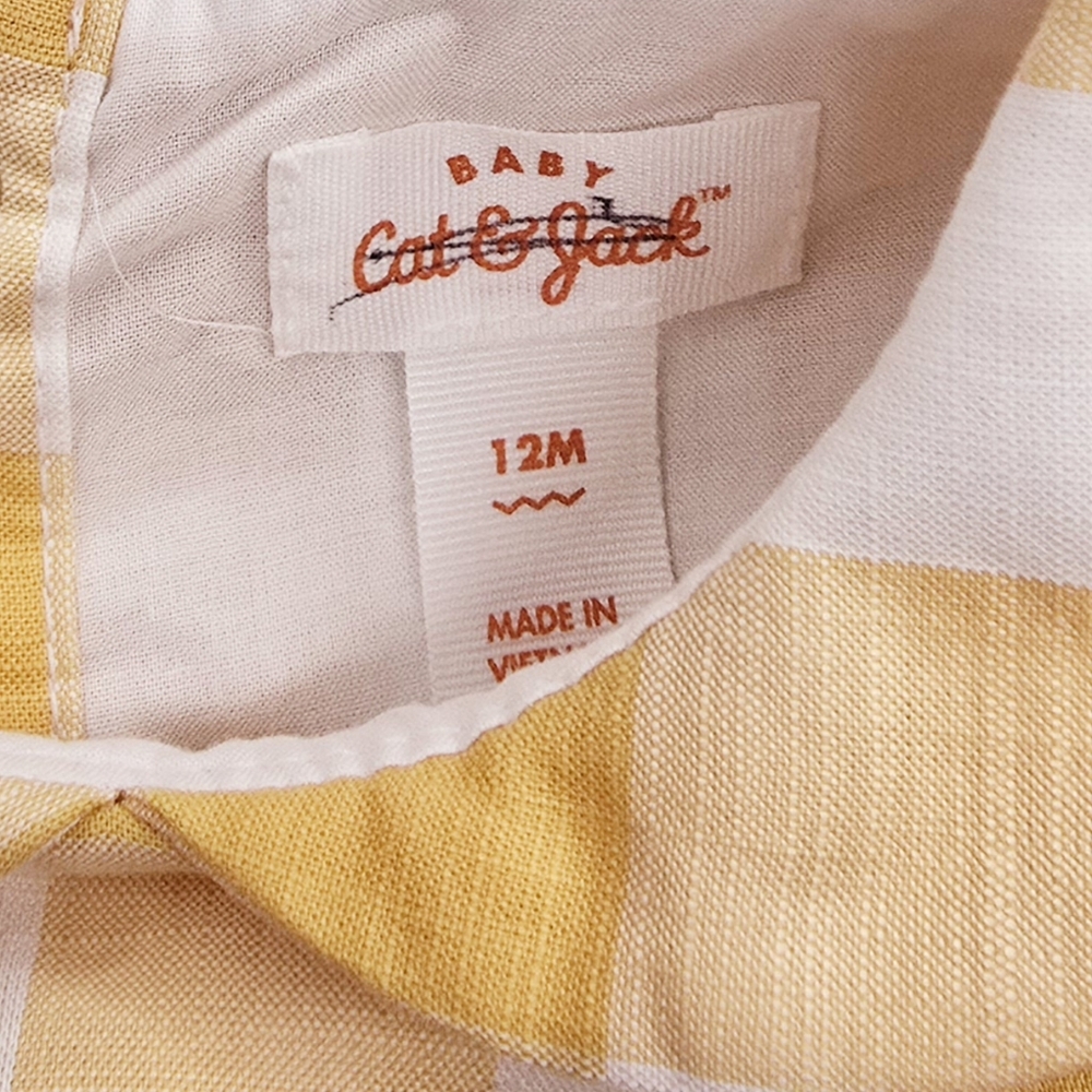 🍁🎃 12 month NWOT Sunflower yellow Gingham onesie. Cat & Jack. - Picture 4 of 9
